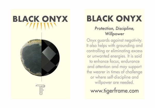 BLACK ONYX PULL THROUGH EARRINGS - GOLD