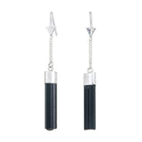 BLACK TOURMALINE CRYSTAL PULL THROUGH EARRINGS - Sterling silver by tiger frame jewellery