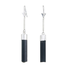 BLACK TOURMALINE CRYSTAL PULL THROUGH EARRINGS - Sterling silver by tiger frame jewellery
