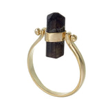 BLACK TOURMALINE SWIVEL RING - GOLD plated sterling silver by tiger frame jewellery