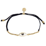 CHAIN & CORD EYE PROTECTION BRACELET - BLACK - GOLD