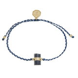 BLACK TOURMALINE CRYSTAL BRACELET - BLUE & WHITE - GOLD