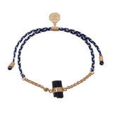 CHAIN & CORD CRYSTAL BRACELET - BLACK TOURMALINE- BLUE AND WHITE - GOLD