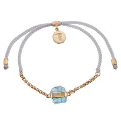 CHAIN & CORD CRYSTAL BRACELET - APATITE- PASTEL GREY - GOLD