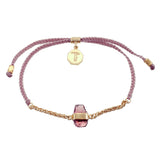 CHAIN & CORD CRYSTAL BRACELET - GARNET - DUSTY PINK - GOLD