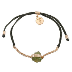 CHAIN & CORD CRYSTAL BRACELET - PERIDOT - OLIVE GREEN - GOLD