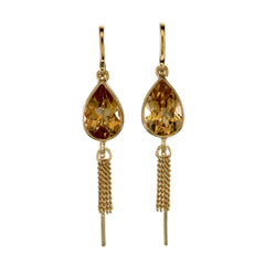 CITRINE TEARDROP TASSEL PULL THROUGH - GOLD plated sterling silver by tiger frame jewellery