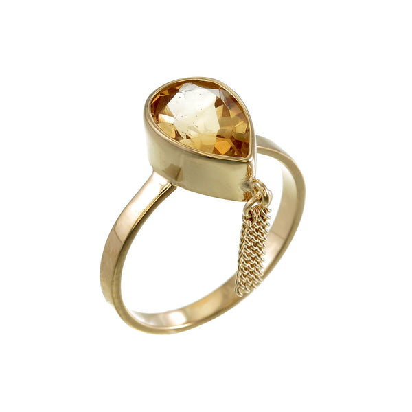 CITRINE TASSEL RING - GOLD plated sterling silver by tiger frame jewellery