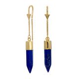 CRYSTAL PULL THROUGH EARRINGS LAPIS LAZULI - GOLD