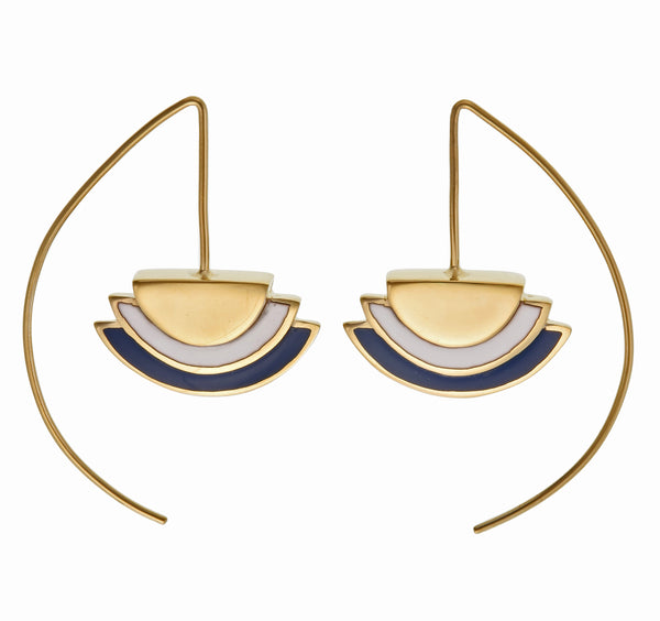 ECLIPSE EARRINGS - NAVY - GOLD plated sterling silver by tiger frame jewellery