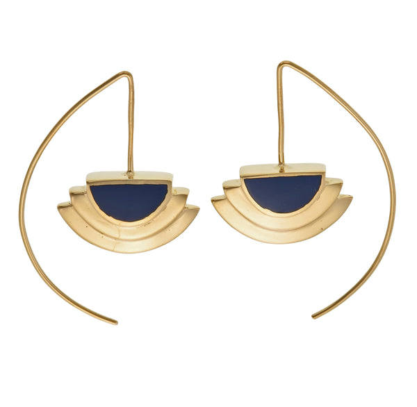 ECLIPSE EARRINGS - NAVY - GOLD plated sterling silver by tiger frame jewellery