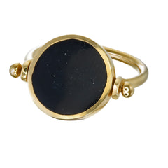 ECLIPSE SWIVEL RING - BLACK - GOLD plated sterling silver by tiger frame jewellery
