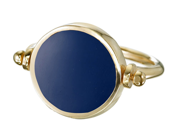 ECLIPSE  SWIVEL RING - NAVY - gold plated sterling silver by tiger frame jewellery