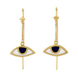 EGYPTIAN EYE PULL THROUGH EARRINGS - BLACK EYES - GOLD