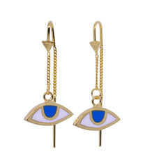 EGYPTIAN EYE PULL THROUGH EARRINGS - SKY BLUE EYES - GOLD plated sterling silver by tiger frame jewellery