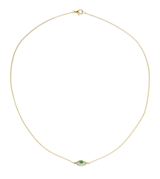 EYE SPY MINI NECKLACE - GREEN - GOLD plated sterling silver by tiger frame jewellery