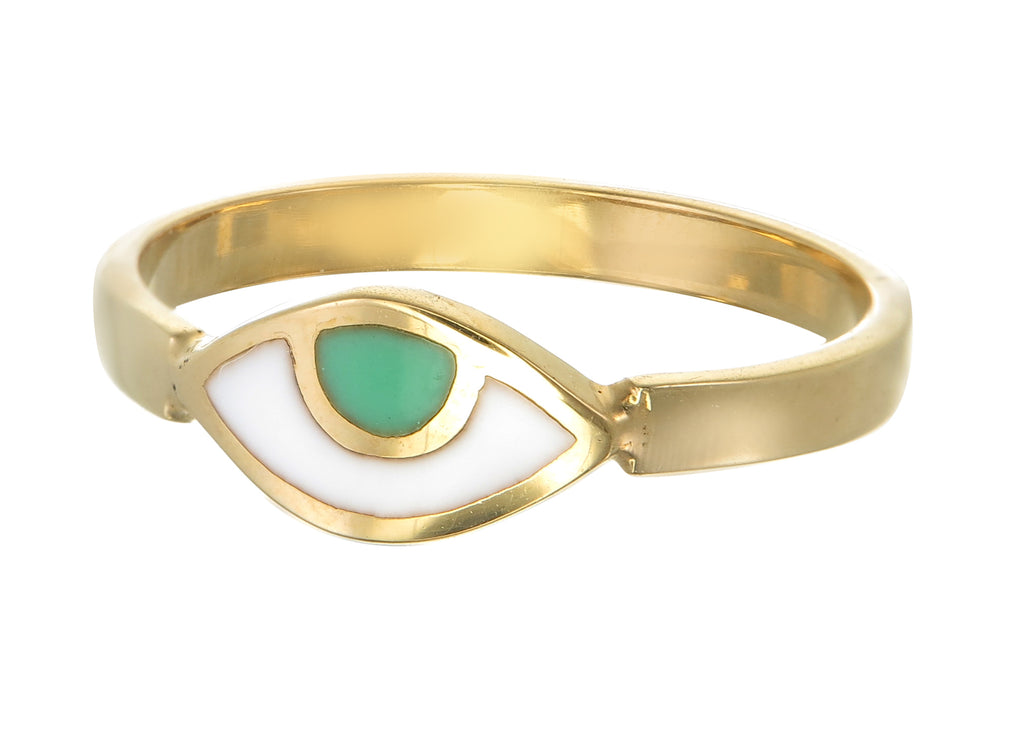 EYE SPY RING GREEN GOLD TIGER FRAME