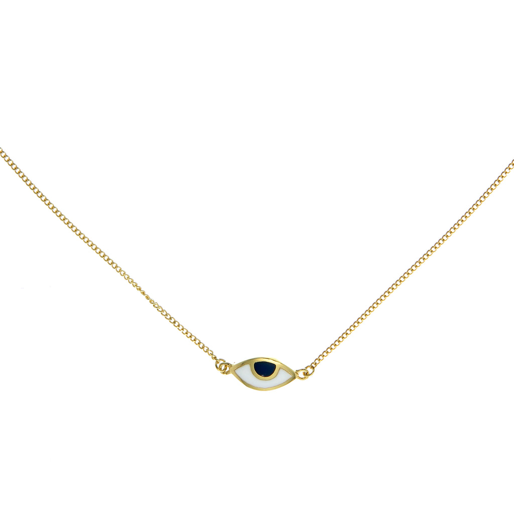 EYE SPY MINI NECKLACE BLUE GOLD TIGER FRAME