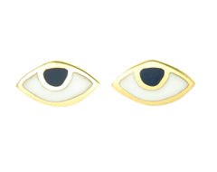 EYE SPY WITH MY TINY EYE - STUD EARRINGS - NAVY - GOLD plated sterling silver by tiger frame jewellery