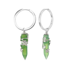 FLOWERING VINE HOOP EARRINGS - CHRYSOPRASE - SILVER