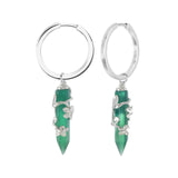 FLOWERING VINE HOOP EARRINGS - GREEN ONYX - SILVER