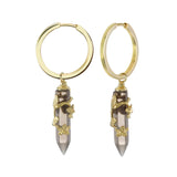 FLOWERING VINE HOOP EARRINGS - SMOKY QUARTZ - GOLD