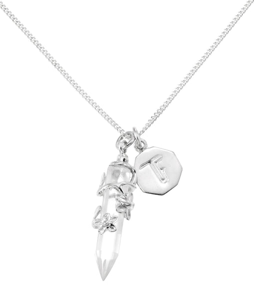 FLOWERING VINE NECKLACE - CLEAR QUARTZ - SILVER