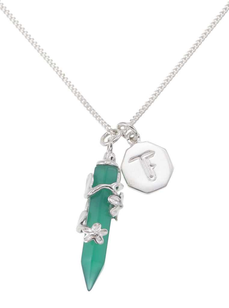 Green onyx top crystal necklace