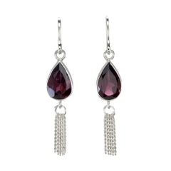 GARNET TEARDROP TASSEL PULL THROUGH - sterling silver by tiger frame jewellery
