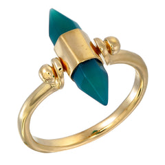 GREEN ONYX SWIVEL RING - GOLD