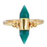 GREEN ONYX SWIVEL RING - GOLD