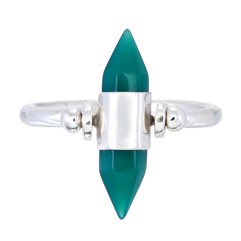 Green onyx ring sterling silver store