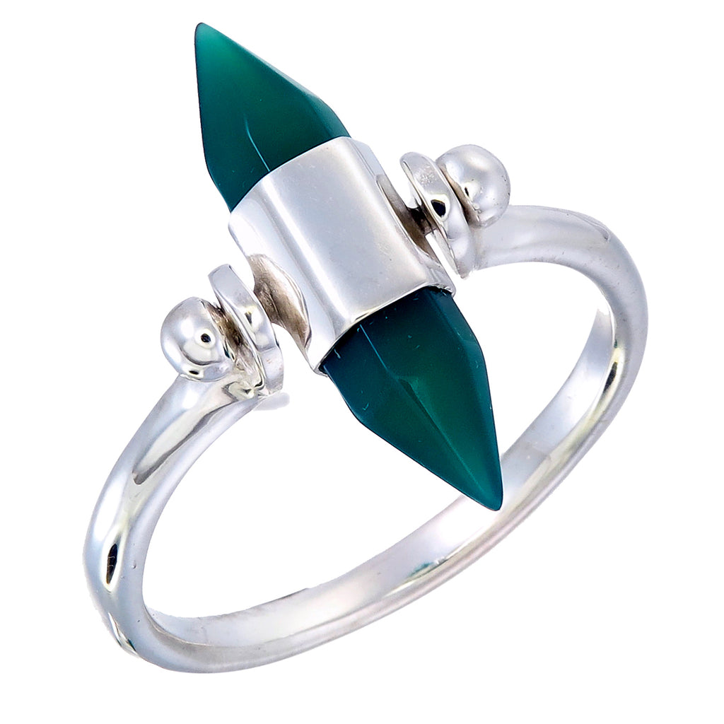 Green onyx outlet silver ring