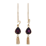 GARNET TEARDROP TASSEL PULL THROUGH - gold plate on sterling silver by tiger frame jewellery