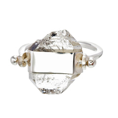 DIAMOND QUARTZ SWIVEL RING - STERLING silver by tiger frame jewellery