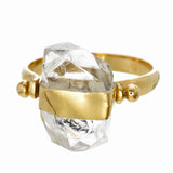 DIAMOND QUARTZ SWIVEL RING - gold plate sterling silver by tiger frame jewellery