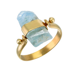 AQUAMARINE SWIVEL RING - GOLD plated sterling silver by tiger frame jewellery