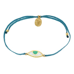 EYE PROTECTION BRACELET - TEAL GREEN - GOLD plated sterling silver by tiger frame jewellery