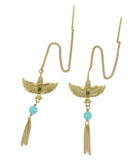 INFLIGHT PULL THROUGH EARRINGS- AMAZONITE - GOLD