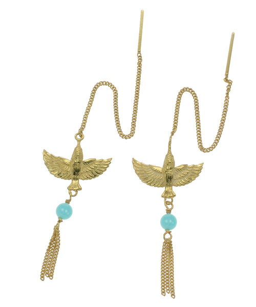 INFLIGHT PULL THROUGH EARRINGS- AMAZONITE - GOLD