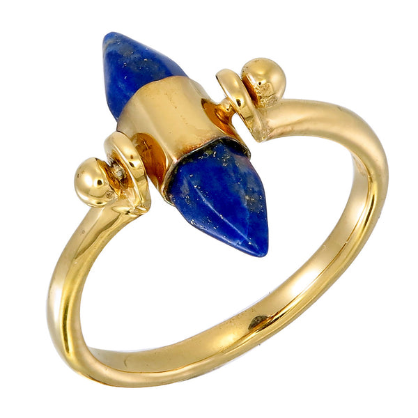 LAPIS LAZULI SWIVEL RING - GOLD