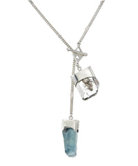 LONG CRYSTAL NECKLACE WITH APATITE AND DIAMOND QUARTZ - Sterling silver by tiger frame jewellery
