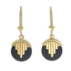 MINI AURORA PENDULUM EARRINGS BLACK ONYX - GOLD