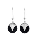 MINI AURORA PENDULUM EARRINGS BLACK ONYX - SILVER