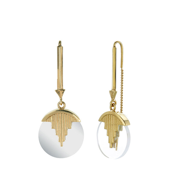 MINI AURORA PENDULUM EARRINGS QUARTZ - GOLD