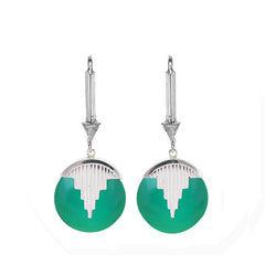 MINI AURORA PENDULUM EARRINGS GREEN ONYX - SILVER