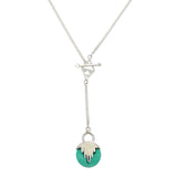 MINI AURORA PENDULUM NECKLACE GREEN ONYX - SILVER