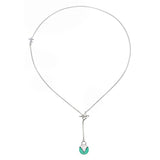 MINI AURORA PENDULUM NECKLACE GREEN ONYX - SILVER