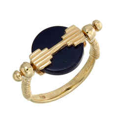 MINI AURORA SWIVEL RING BLACK ONYX - GOLD