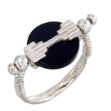 MINI AURORA SWIVEL RING BLACK ONYX - SILVER